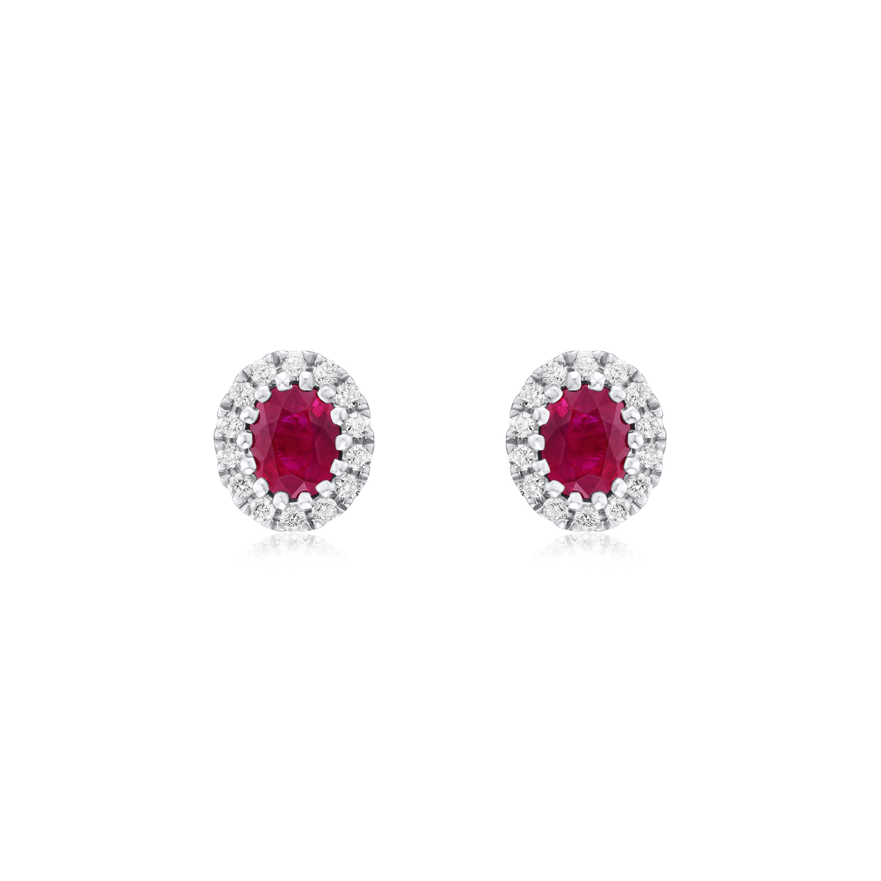 Ruby and Diamond Cluster Earrings