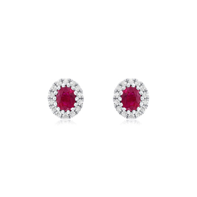 Ruby and Diamond Cluster Earrings