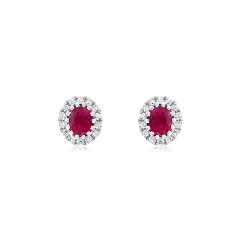 Ruby and Diamond Cluster Earrings