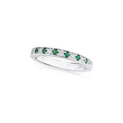 Skyline Emerald and Diamond Half Set Eternity Ring, 2.5mm