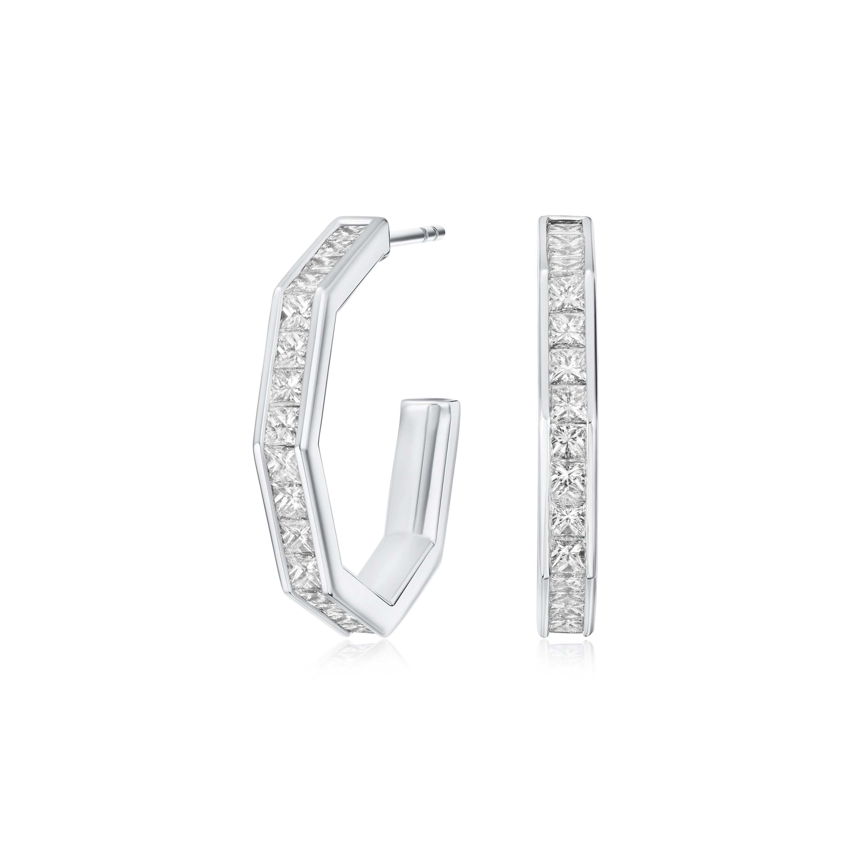 Nectar Collection 2.35cts Diamond Set 18ct White Gold Hoop Earrings