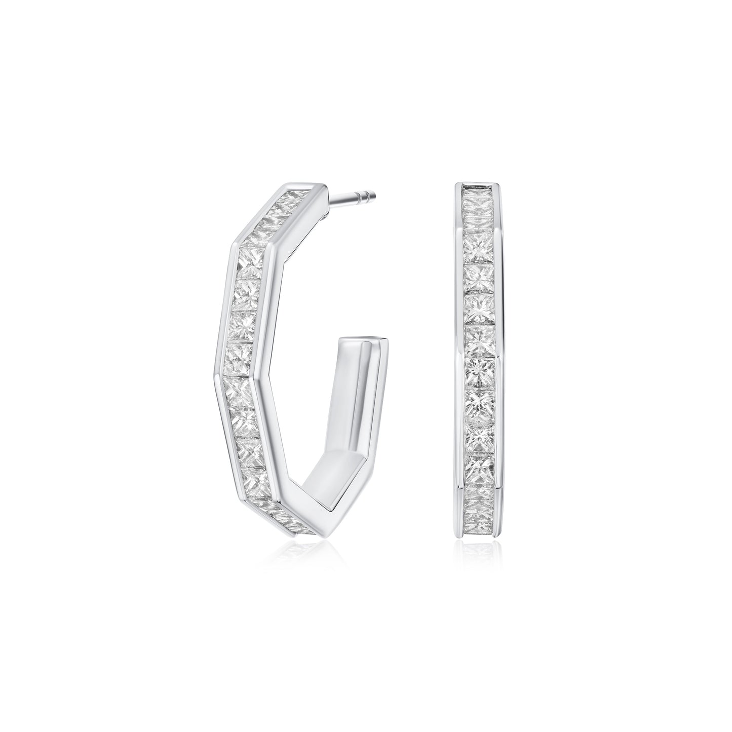 2.35cts 18ct White Gold Princess Cut Diamond-Set Nectar Hoop Earrings