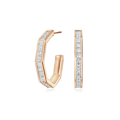 2.31cts 18ct Rose Gold Princess Cut Diamond Set Nectar Hoop Earrings