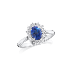 1.36cts Natural Sapphire and Diamond Cluster Ring