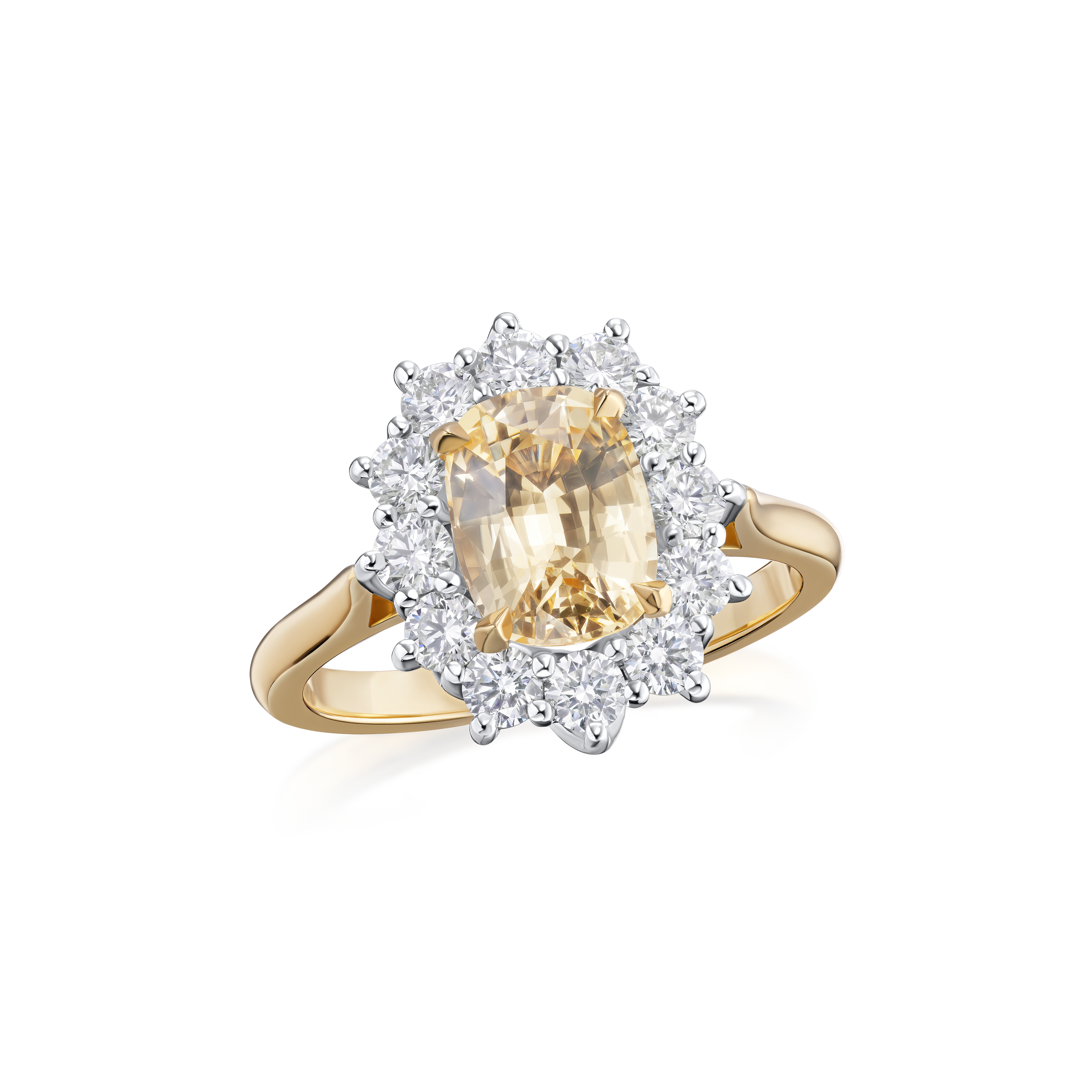 2.25cts Yellow Sapphire and Diamond Cluster Ring