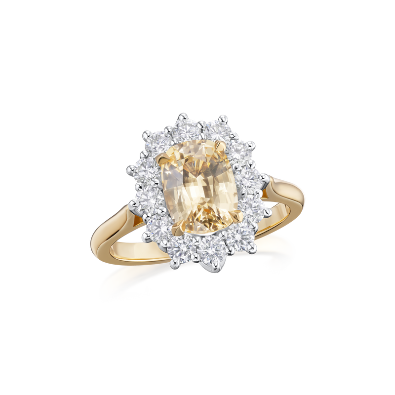 2.25cts Yellow Sapphire and Diamond Cluster Ring