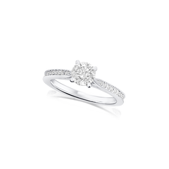 0.70ct Round Brilliant Cut Diamond Ring With Diamond Set Shoulders