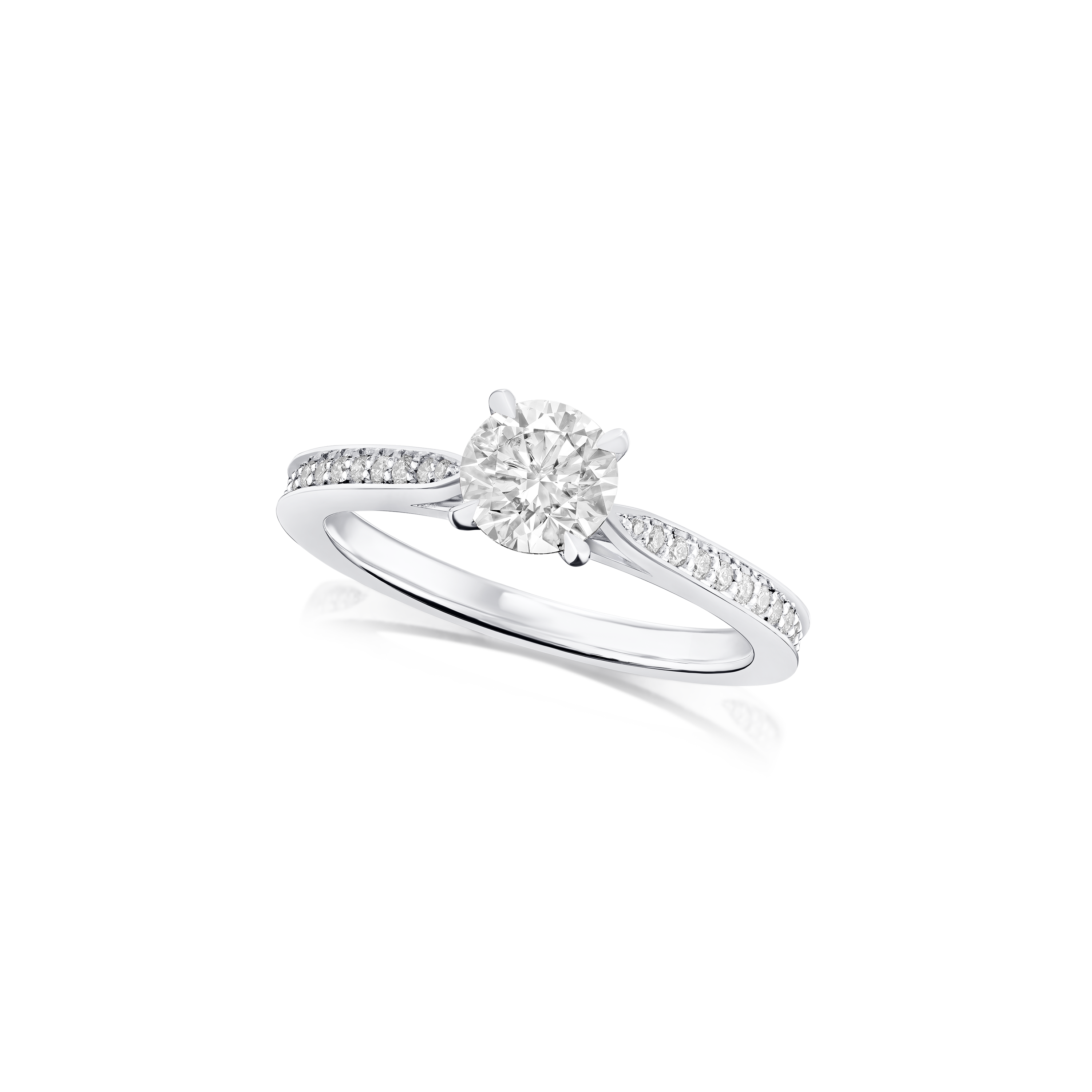 0.70ct Round Brilliant Cut Diamond Ring With Diamond Set Shoulders