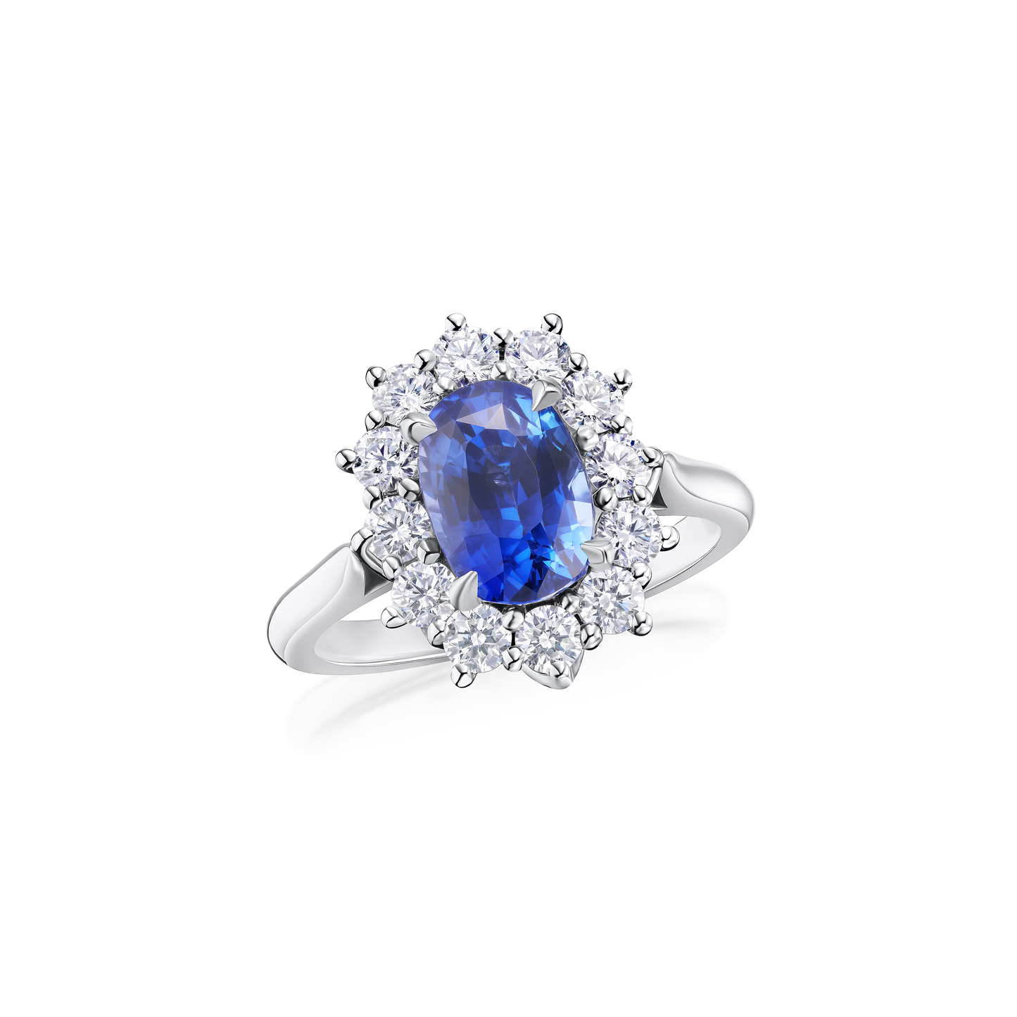 2.84cts Cushion Sapphire and Diamond Cluster Ring