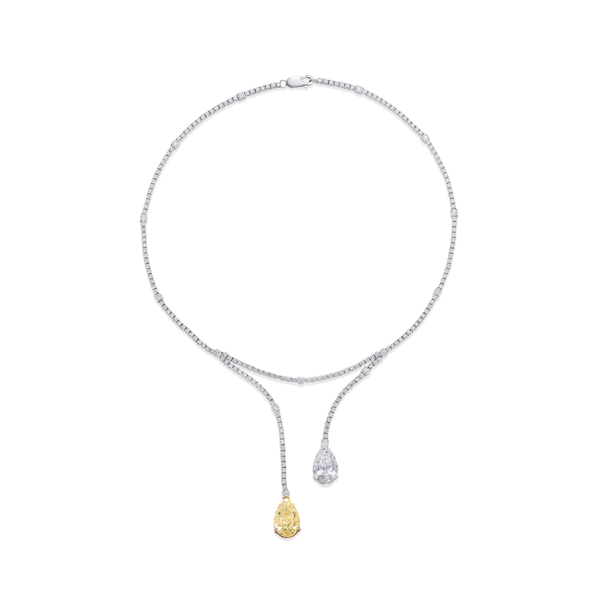 Natural Fancy Yellow and White Pear Cut Diamond Necklet – G Collins & Sons