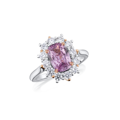 1.68cts Purplish Pink Sapphire and Diamond Cluster Ring