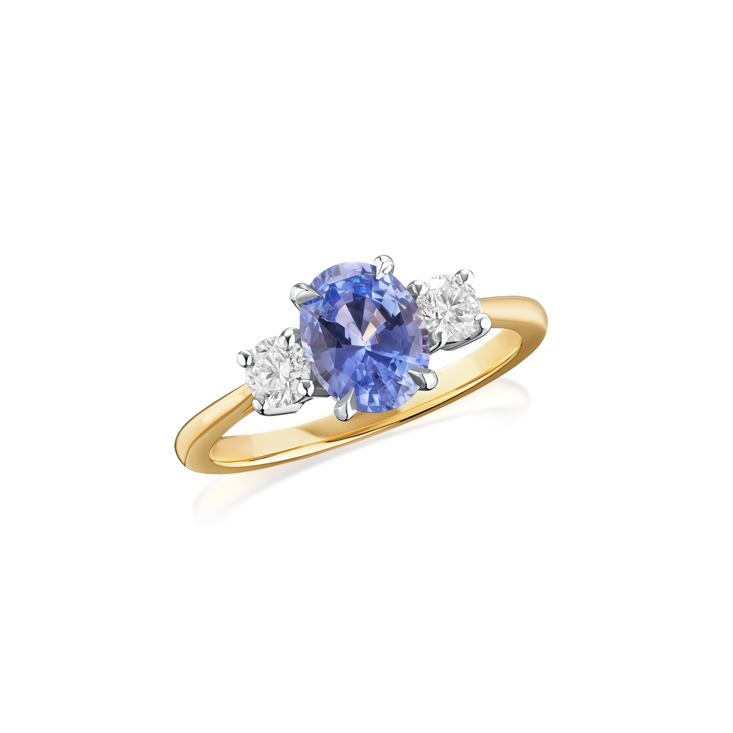 1.45cts Sapphire and Diamond Three Stone Ring