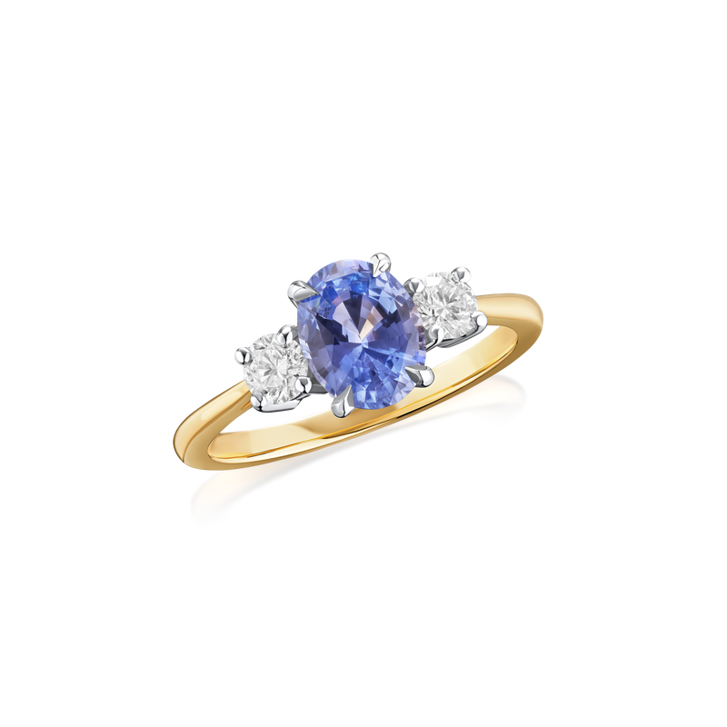 1.45cts Sapphire and Diamond Three Stone Ring