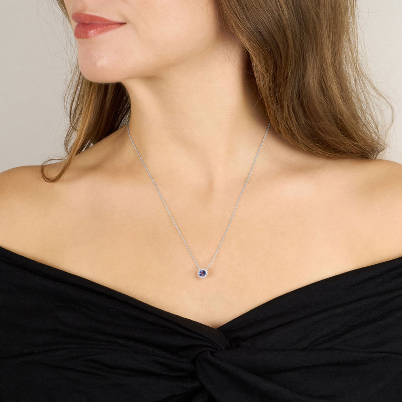 1.18cts Sapphire and Diamond Cluster Pendant