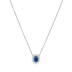 1.85cts Cushion Sapphire and Diamond Cluster Platinum Pendant