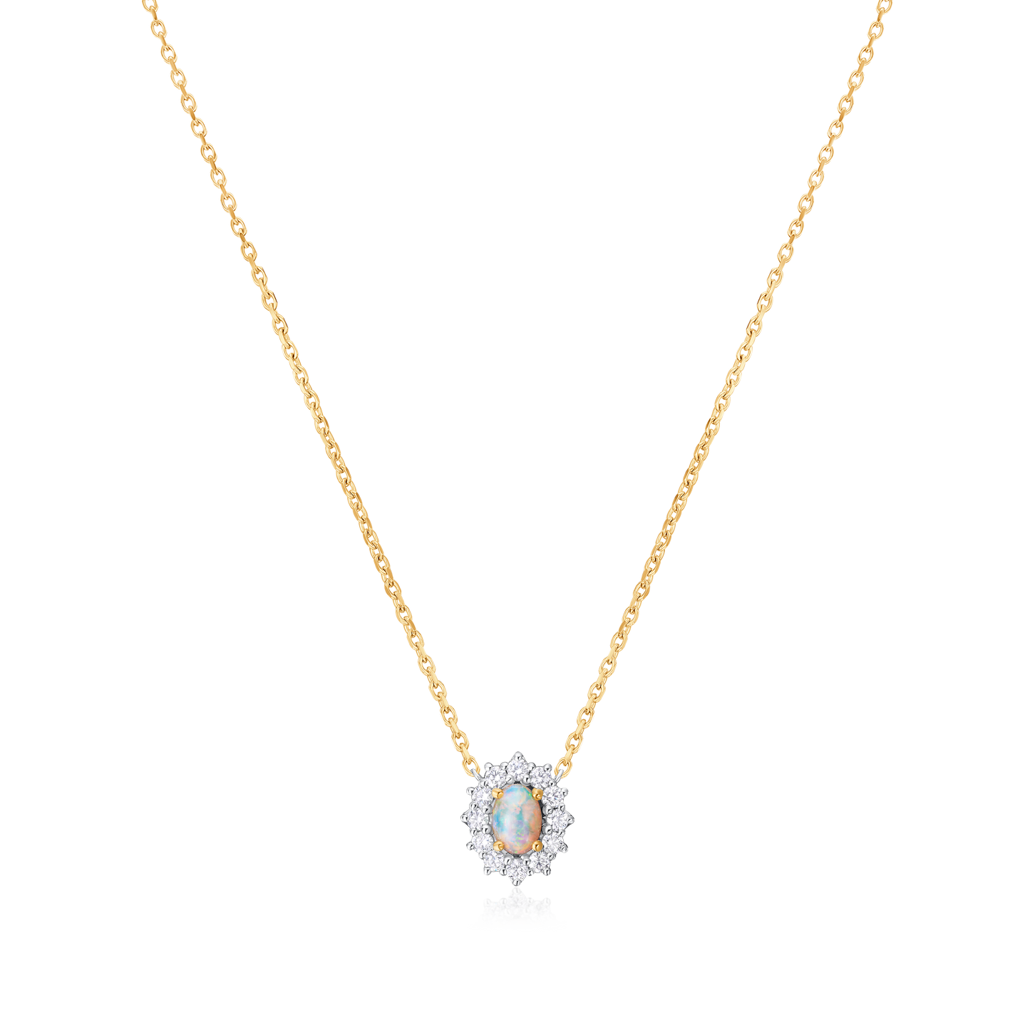 0.58ct Opal and Diamond Cluster Pendant