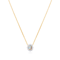 0.58ct Opal and Diamond Cluster Pendant