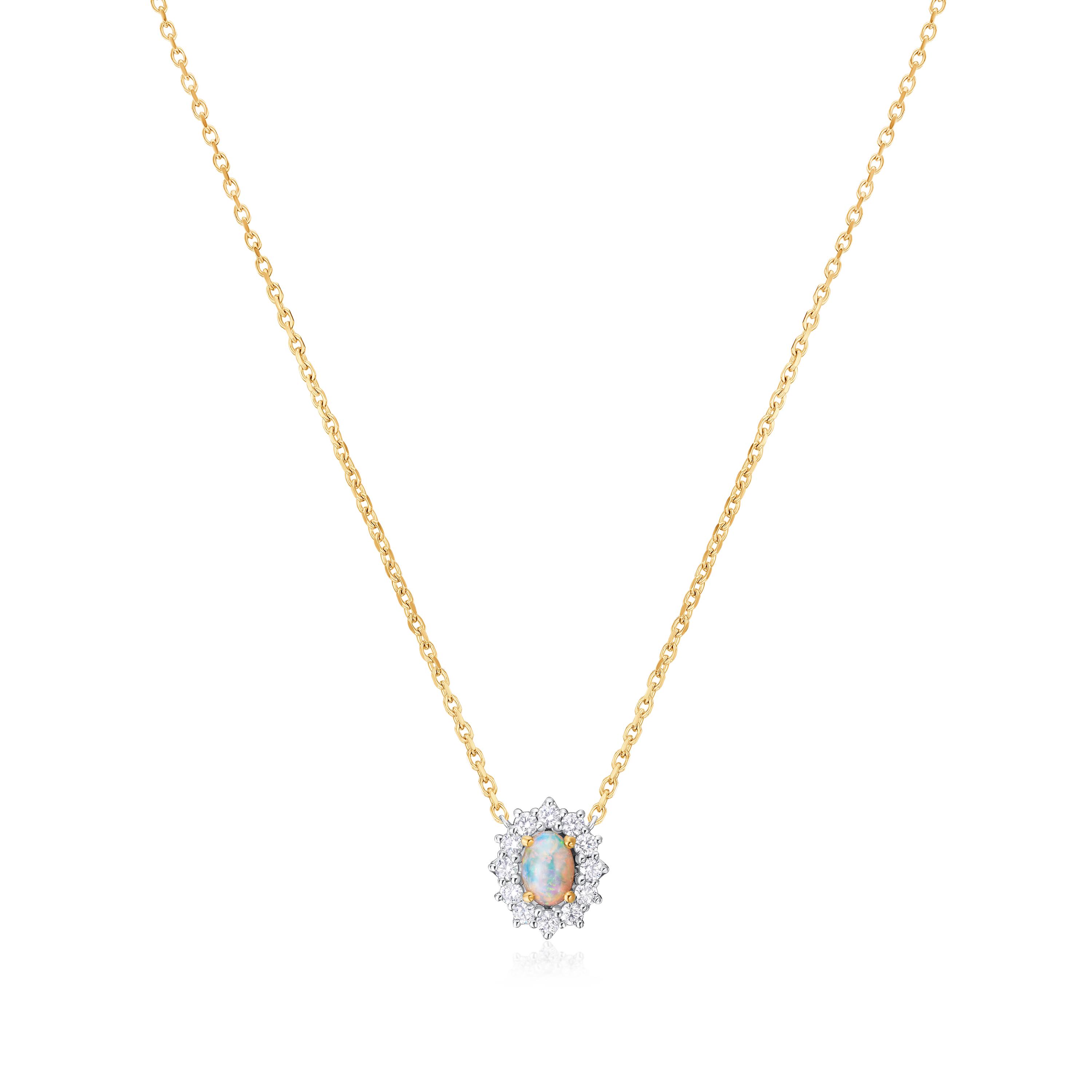 0.58ct Opal and Diamond Cluster Pendant