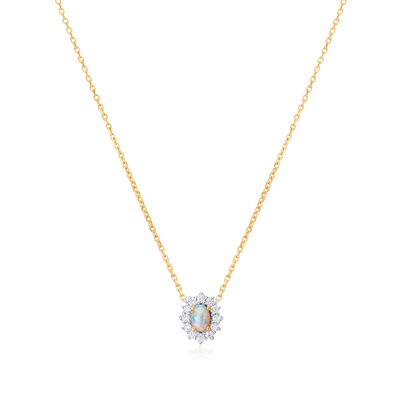 0.58ct Opal and Diamond Cluster Pendant