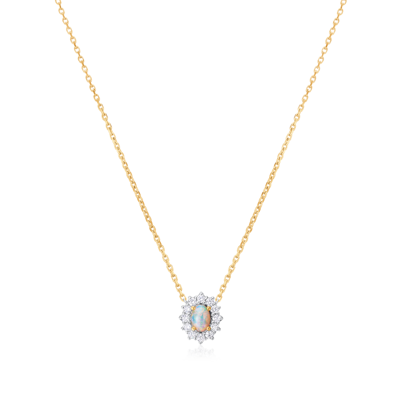 0.58ct Opal and Diamond Cluster Pendant