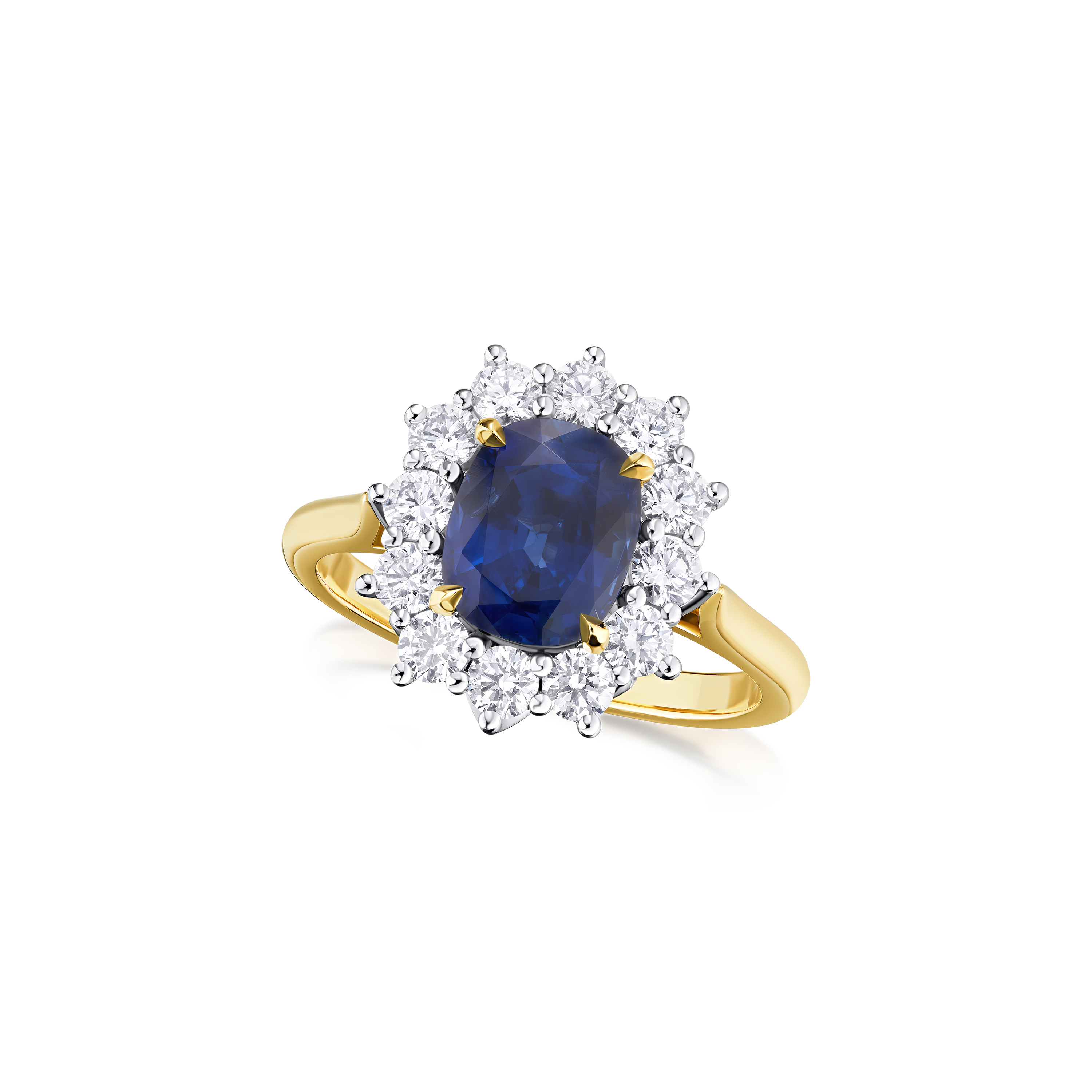 2.15cts Sapphire and Diamond Cluster Ring