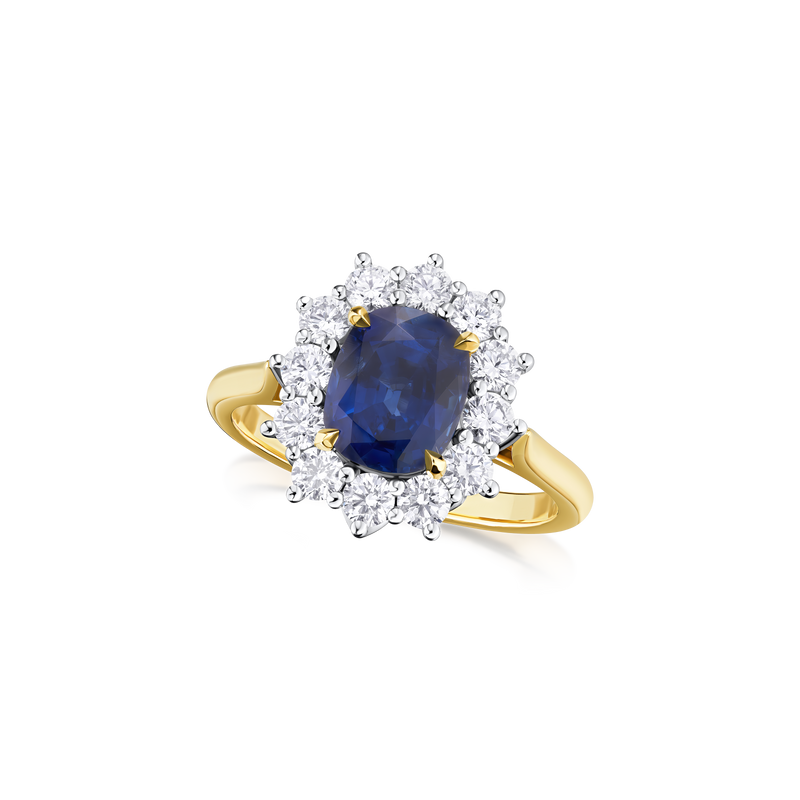 2.15cts Sapphire and Diamond Cluster Ring