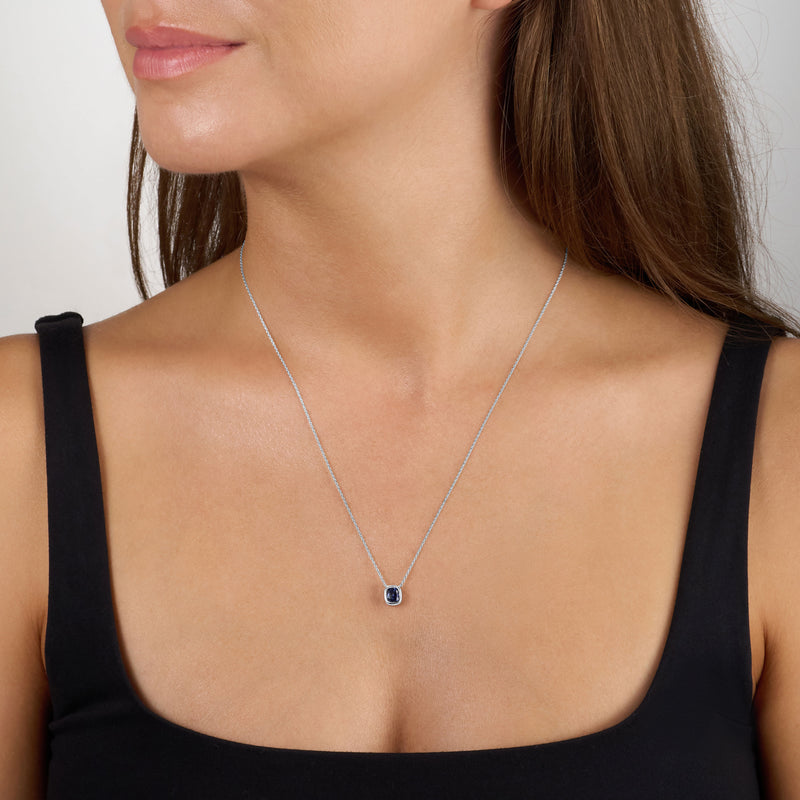 0.68ct Cushion Blue Sapphire Pendant