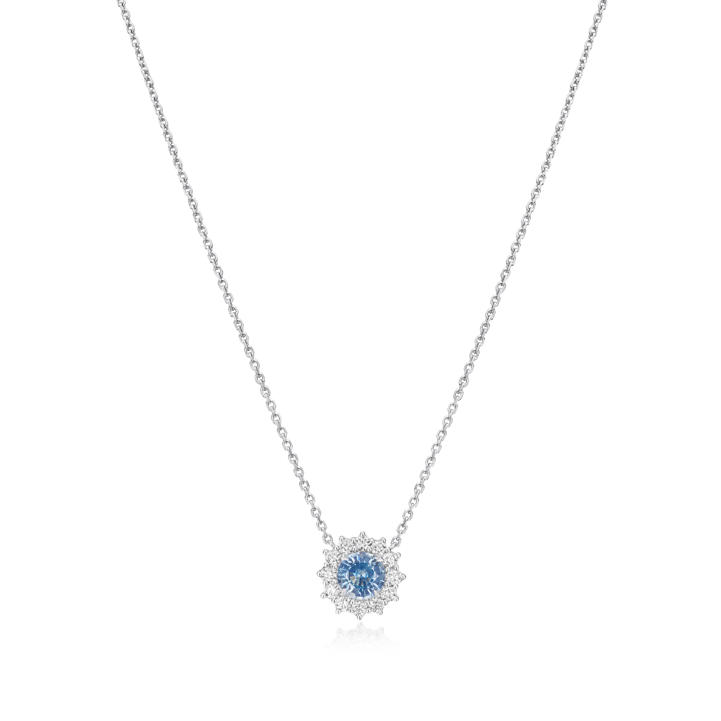 1.14cts Aquamarine and Diamond Cluster Pendant