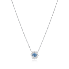 1.14cts Aquamarine and Diamond Cluster Pendant