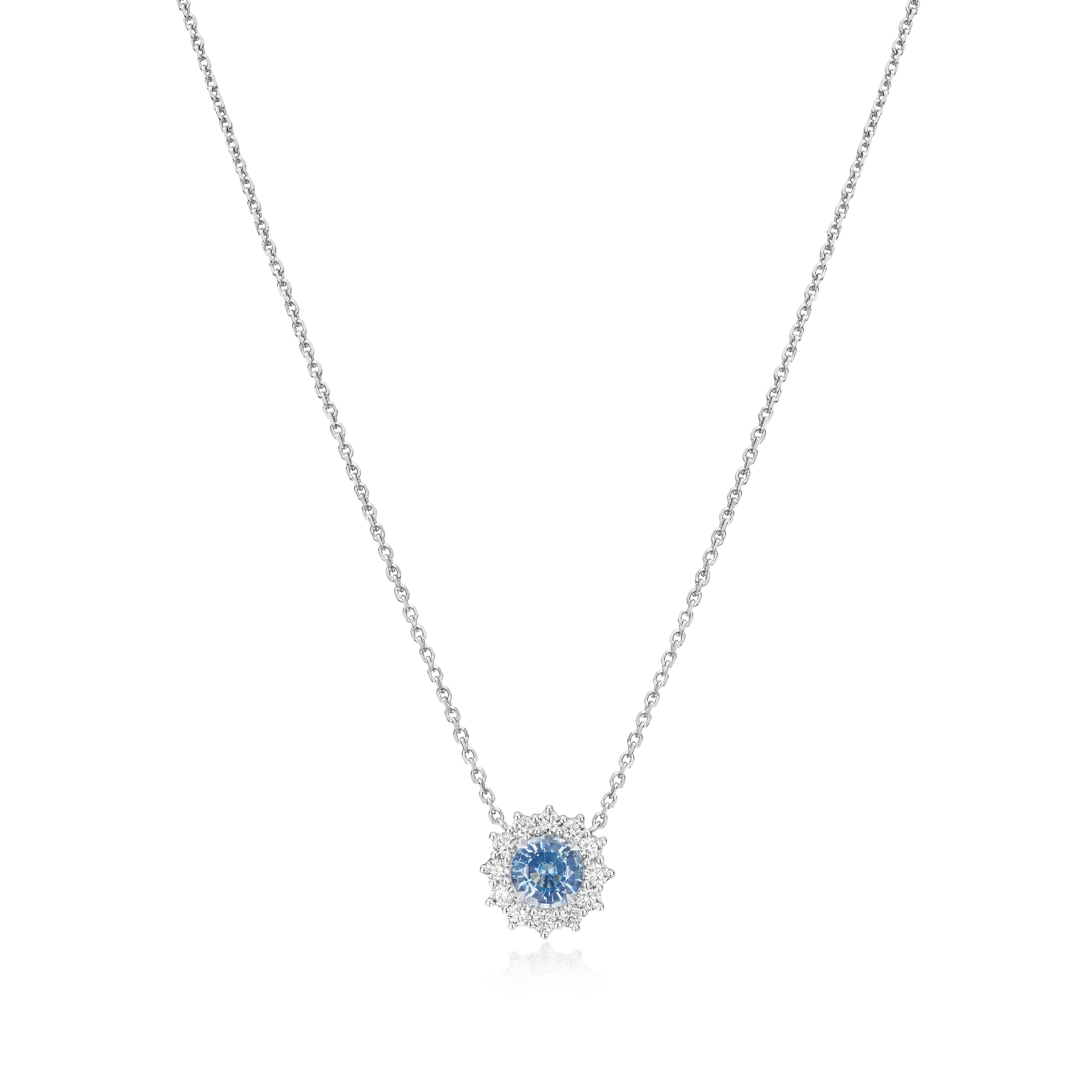 1.14cts Aquamarine and Diamond Cluster Pendant