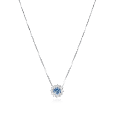 1.14cts Aquamarine and Diamond Cluster Pendant