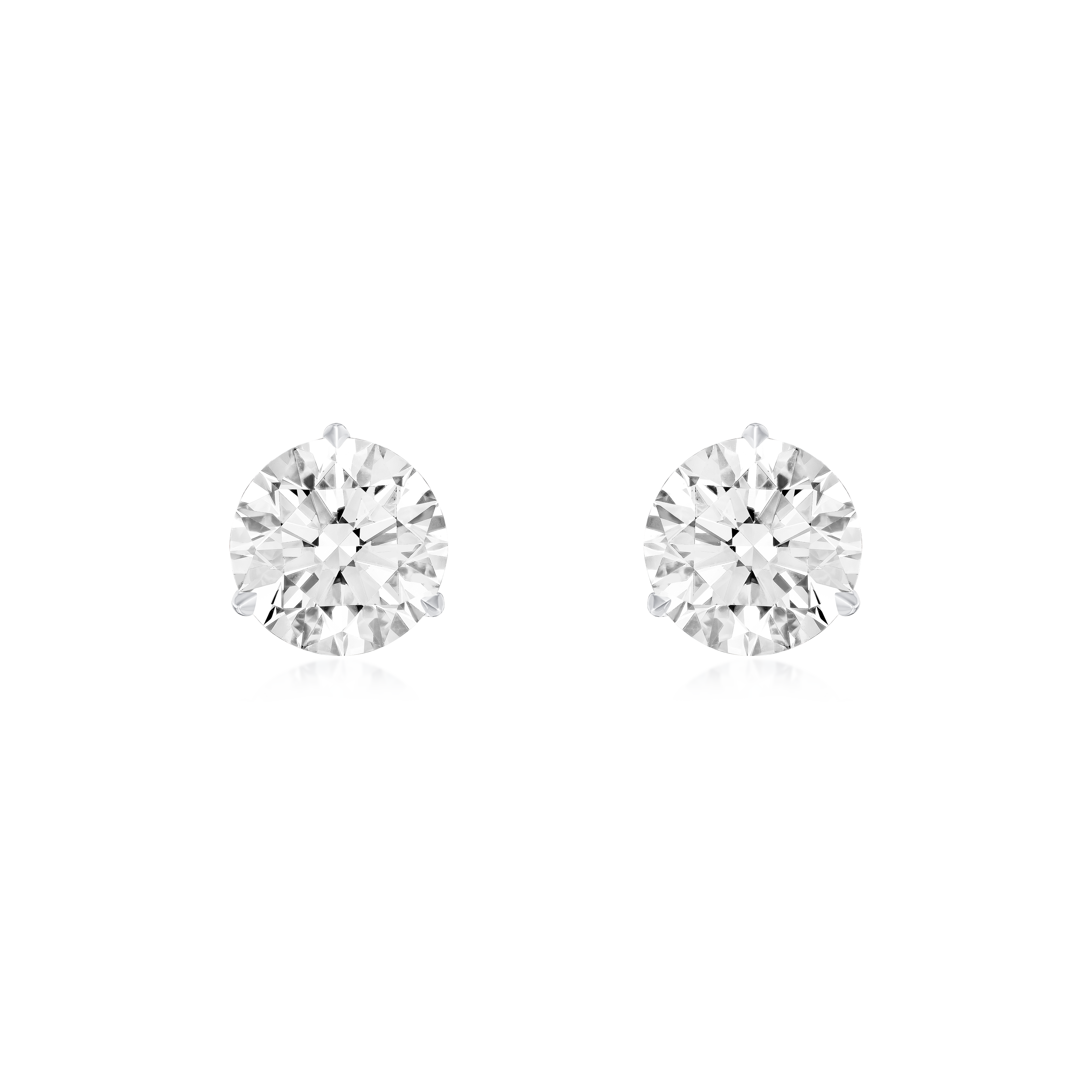 1.51/1.50cts Platinum Martini Set Round Brilliant Cut Diamond Stud Earrings