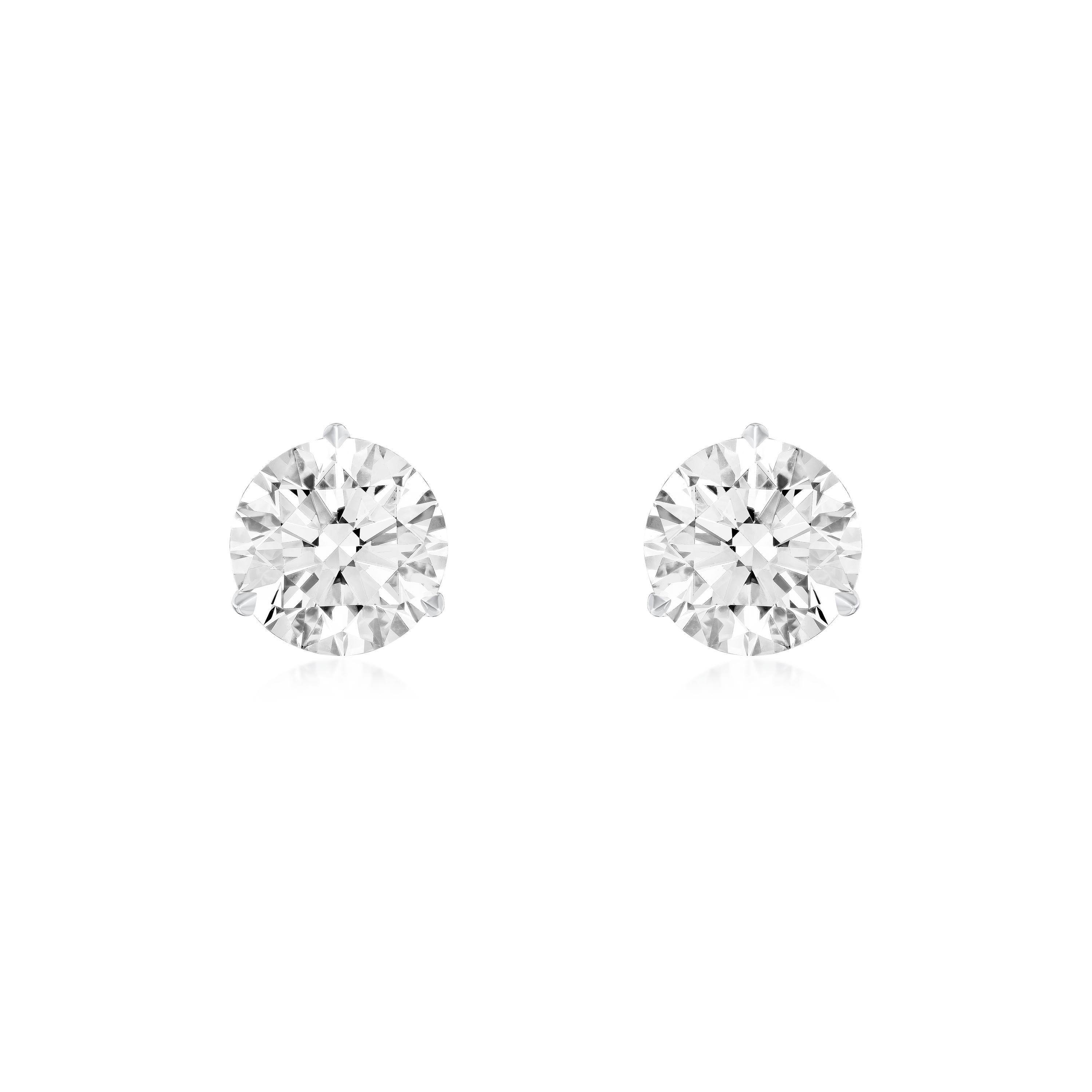 1.51/1.50cts Platinum Martini Set Round Brilliant Cut Diamond Stud Earrings