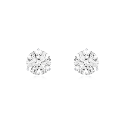 Platinum Martini Set Round Brilliant Cut Diamond Stud Earrings 3.01cts (total)