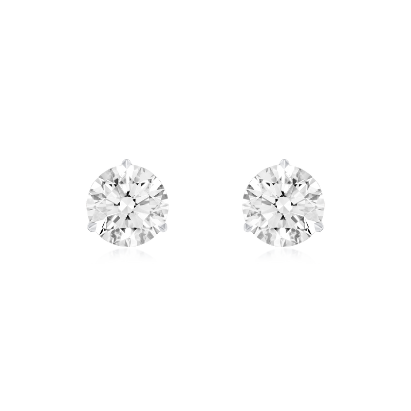 Platinum Martini Set Round Brilliant Cut Diamond Stud Earrings 3.01cts (total)