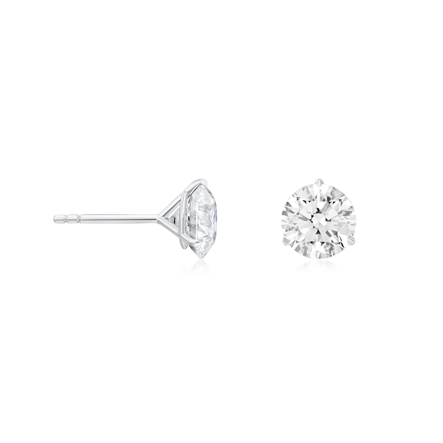 Platinum Martini Set Round Brilliant Cut Diamond Stud Earrings 3.01cts (total)