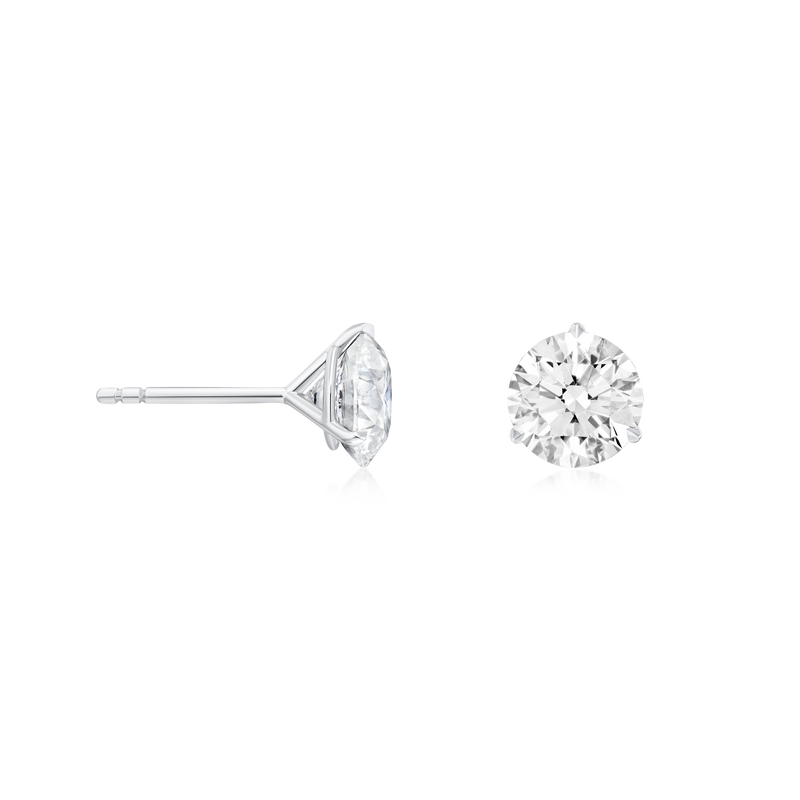 Platinum Martini Set Round Brilliant Cut Diamond Stud Earrings 3.01cts (total)