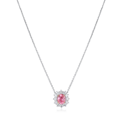 2.36cts Platinum Padparadscha Sapphire and Diamond Cluster Pendant