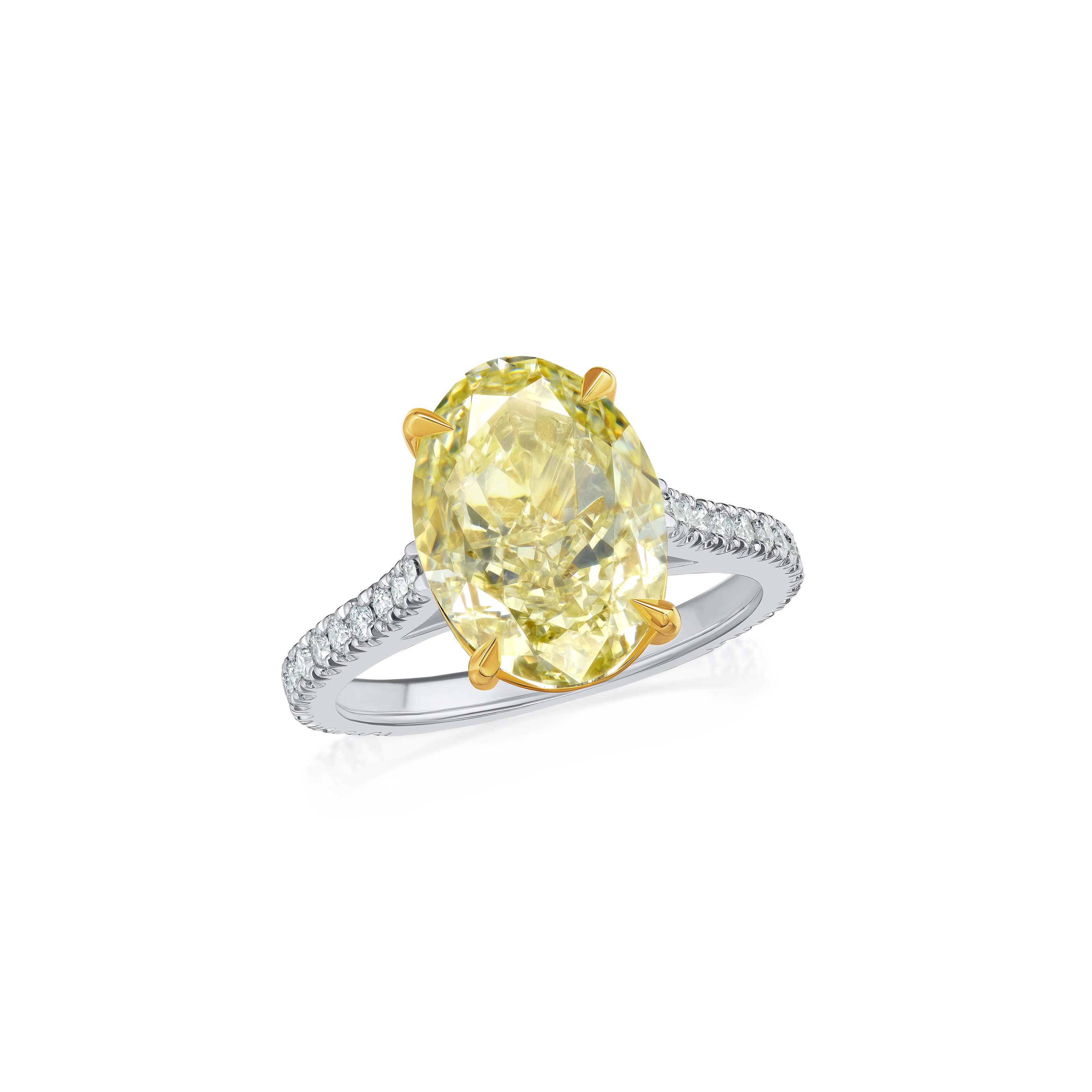 5.88cts Natural Fancy Yellow Oval Cut Diamond Ring