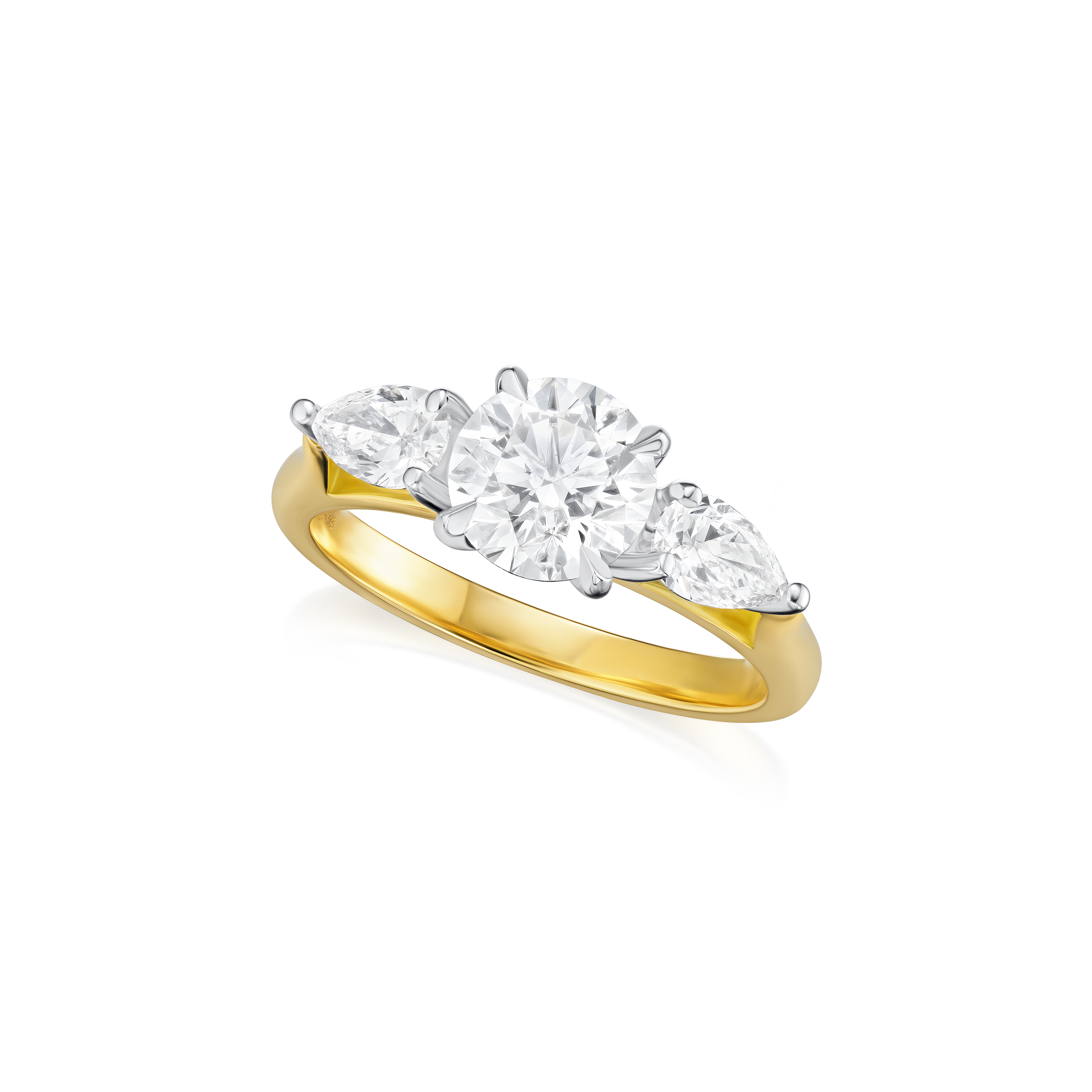 0.92ct Pear Cut Diamond Three Stone Ring