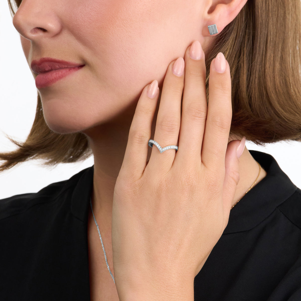 Skyline Platinum Diamond Wishbone Ring, 2mm
