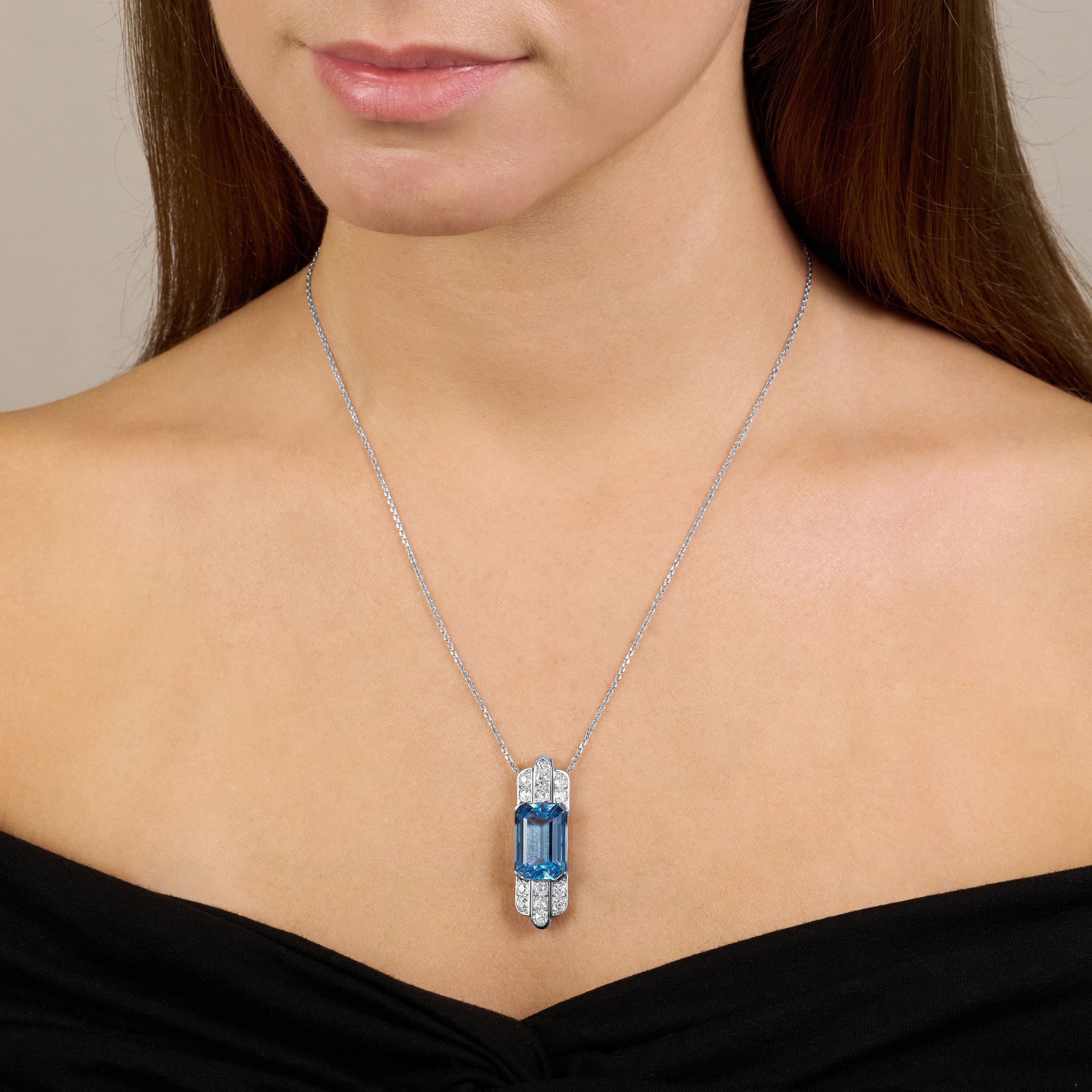 Aquamarine and Diamond Pendant