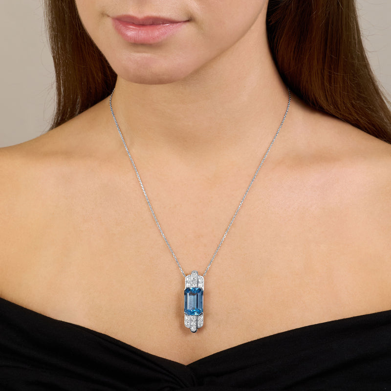 Aquamarine and Diamond Pendant