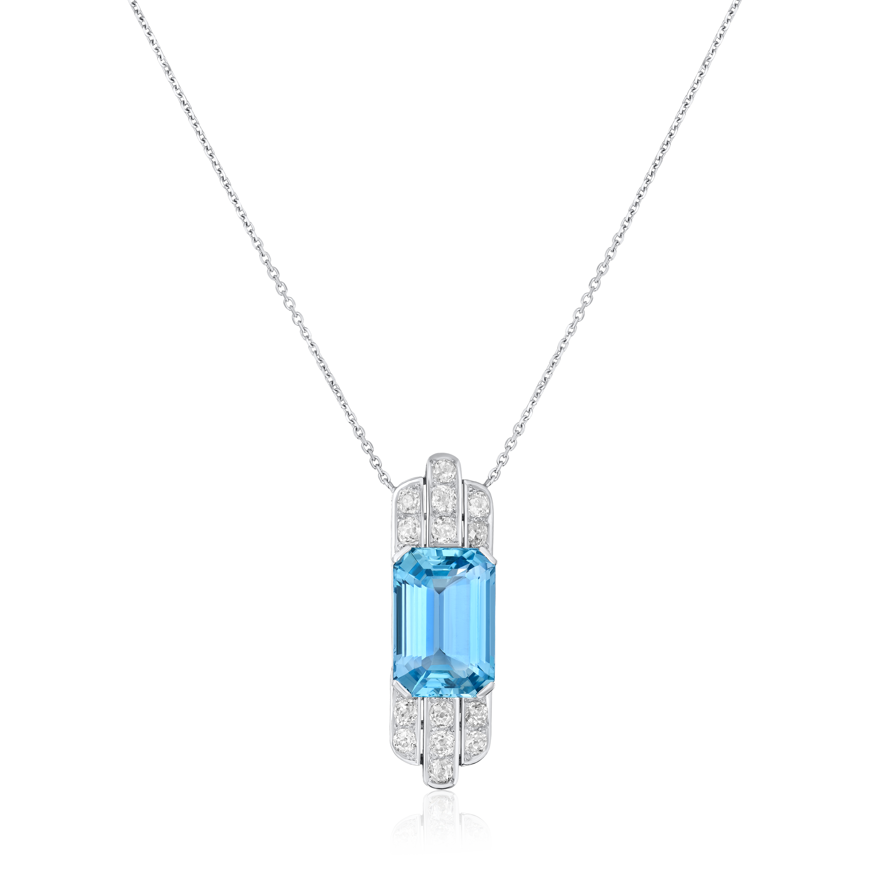 Aquamarine and Diamond Pendant