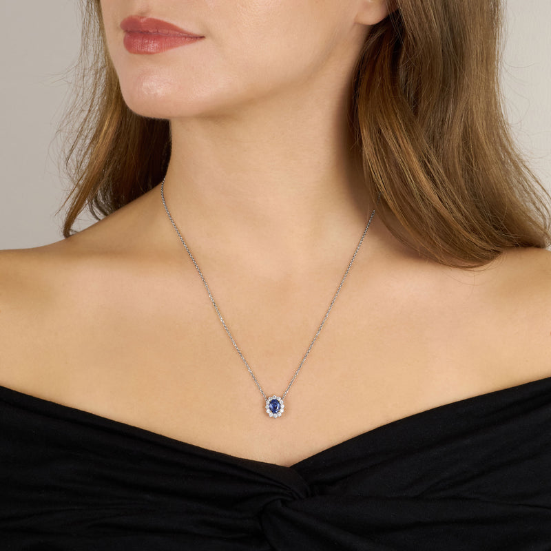 1.16cts Sapphire and Diamond Cluster Pendant