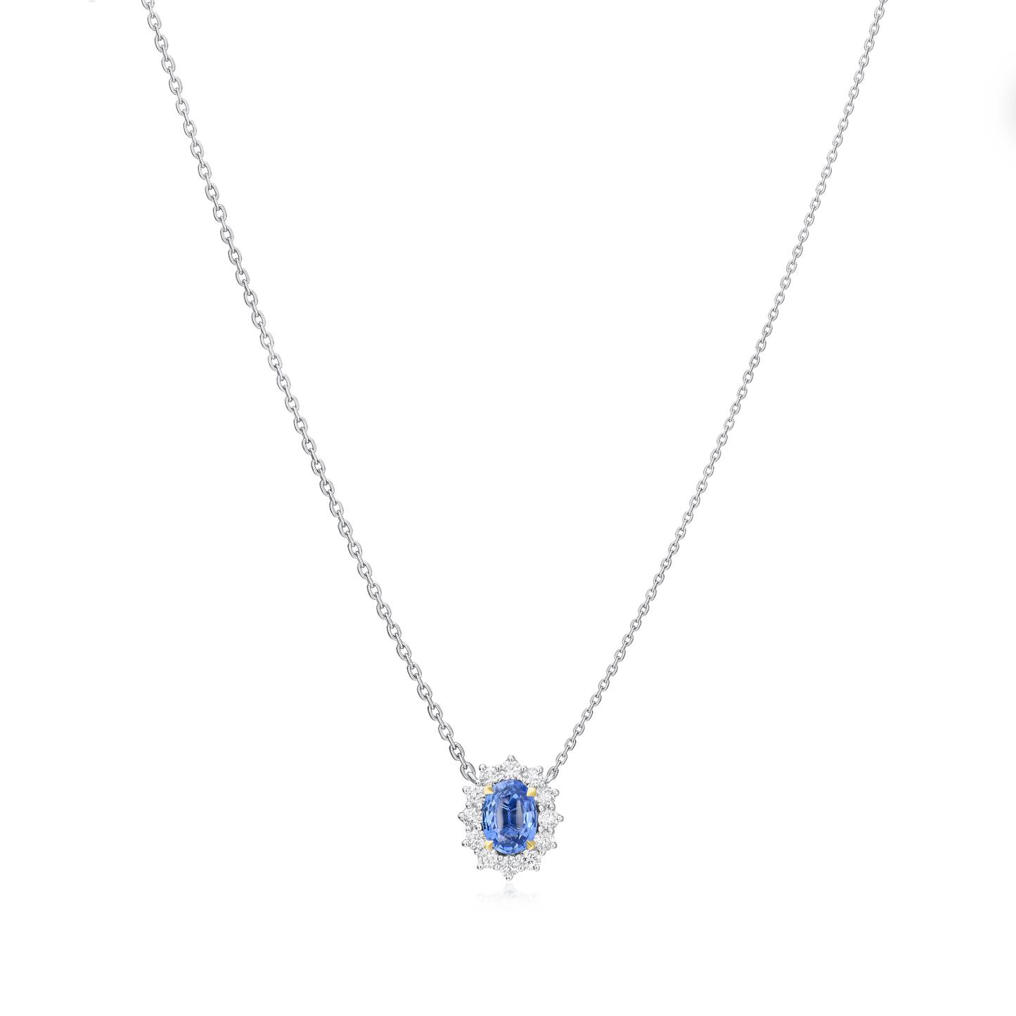 1.16cts Sapphire and Diamond Cluster Pendant