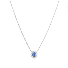 1.16cts Sapphire and Diamond Cluster Pendant