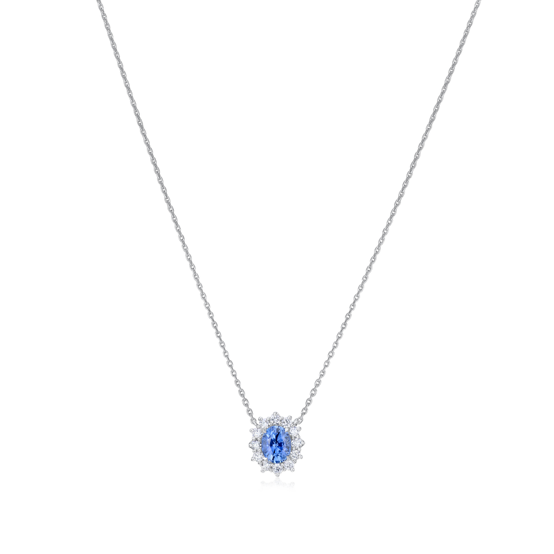 1.36cts Sapphire and Diamond Cluster Pendant