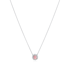 0.87ct Padparadscha Sapphire and Diamond Cluster Pendant