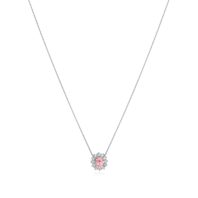 0.87ct Padparadscha Sapphire and Diamond Cluster Pendant